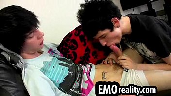 Teen emo twink sucking cock like a pro before anal
