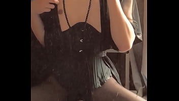 Bald sissy bitch enjoying her fat cock nearby the window