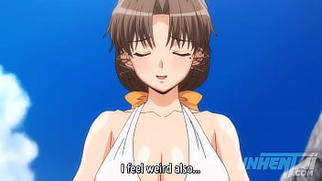 Stepmom touching her Young Stepdaugther at the Beach ... 