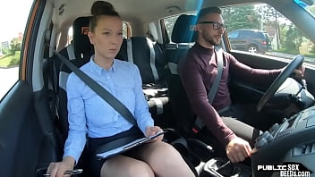 Cocksucking brunette eurobabe fucks her driving student...