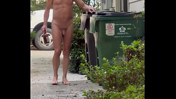 Naked Man 15 takes out the trash