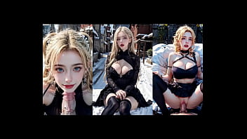 Blonde slutty girlfriend on a snowy day