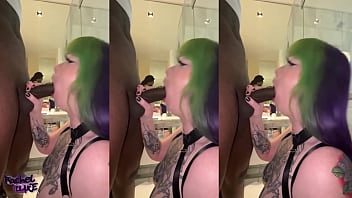 Goth Pawg Sucking & Riding MONSTER BBC Footjob Finish