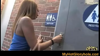 Black babe sucking white cock interracial gloryhole 3