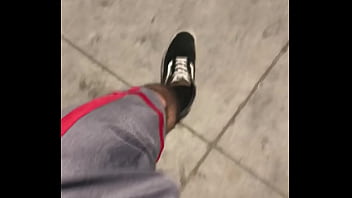 Huge teen dick swinging while walking into metro