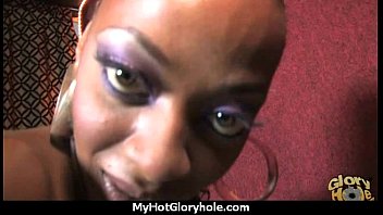 Natural cute black teen tries out gloryhole 2