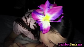 Cute tiny ladyboy shemale swallowed a strangers big cock