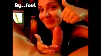 Beautiful Brunette Makes Blowjob With Food...