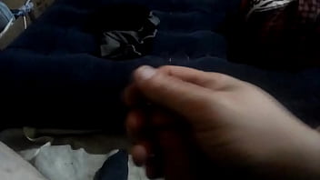 Tied cock stroke and cumshot...