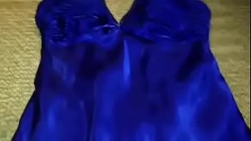 Video Hot Blue Satin Prom Dress 2