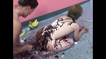 Lusty housewives get bored and play with ice cream toppings on big tits