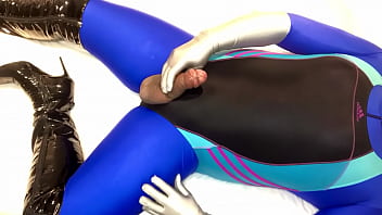 Adidas Swimsuit With Shiny Black Boots Cumshot...