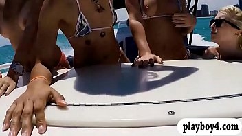 teen babes groupsex on speedboat