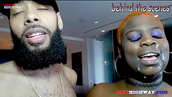 Chocolate bbw taking 2 cocks...