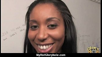 Horny Lady Enjoys Gloryhole Cocksucking Interracial 17