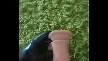 Latex Shemale Plays Dildo From Anal To Mouth...