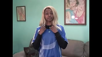 Ebony babe with natural tits shows off her body camera...