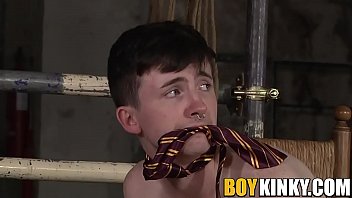 Restrained twink Alex Knight spanked by older master