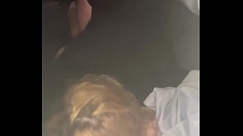 Pretty hooker blows a guy in his car at night and makes him cum in her mouth then spits it out on his dick only to suck it right back off