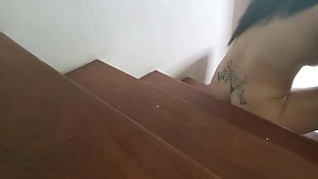 Camera caught the old man's wife having sex with the doorman on the stairs