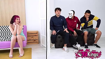 Redhead Mei and her SEXY BLIND DATE: She'll have to pick one guy to fuck!