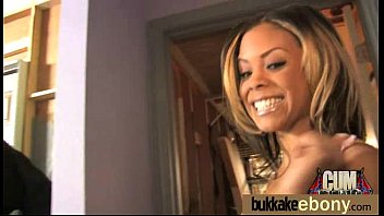 Ebony Cum Slut Hottie Bukkake Party 10
