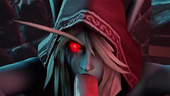 hentai, sylvanas, sfm, deepthroat