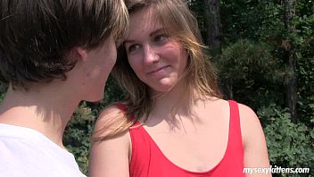 Shy teen Bella gets fucked in the wood   