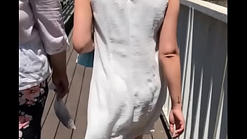 Nice teenage girl in the white dress