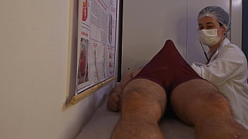 Clip sex Erection during consultation with the nurse