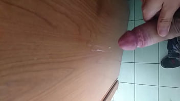 Amateur teen jerking off in bathroom cumshot