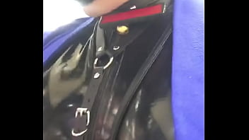 Latex crossdress go to store with...