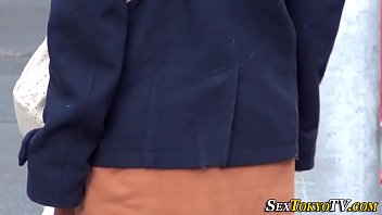 Asian teen shows panties