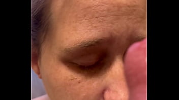 Slut gets spit on while he’s jerking down her face
