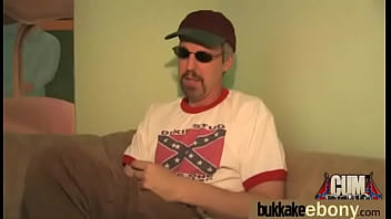 Hot ebony chick in interracial gangbang 20