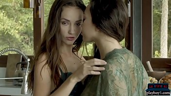 Lesbian teen hotties undress each other and fool around