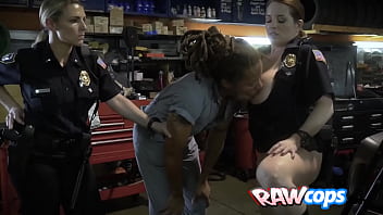 Dude With Dreadlocks Gets His Cock Pleasured By Horny Female Cops...
