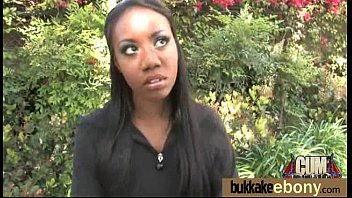 Ebony babe sucks too many white cocks 11