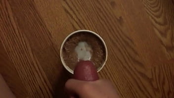 Huge multiple cum in milkshake for girlfriend arriving from airport...