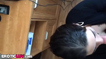 Hot brunette gives nice blowjob