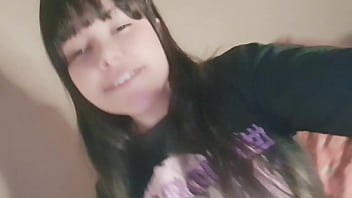 Amateur girl teases showing her delicious little pussy and then fucks with a dildo 