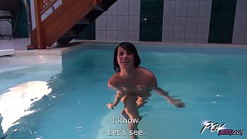 Clip Brunette With Flat Chest Pounded in a Public Pool POV