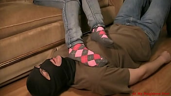 Kitty Socked Footstool1 At My Neighbors Feet...