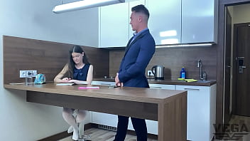 Step Brother with stepsister caught parents sex in bedroom and start fuck   