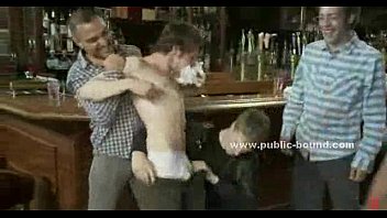 Video Strong sexy gay bartender punishing