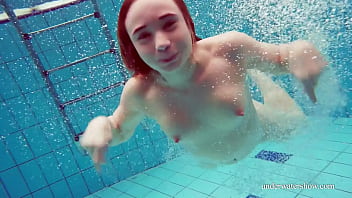 Cute hairy pussy teenie in the swimming pool