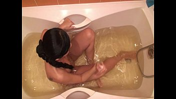 Wet and wild brunette