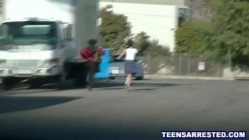 Hot teens fuck sleazy cop to get out of trouble 