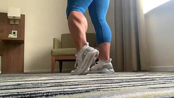 Sweaty after gym muscle worship with jerking and huge cumshot