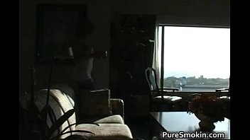 Sexy brunette hoe Monica smokes